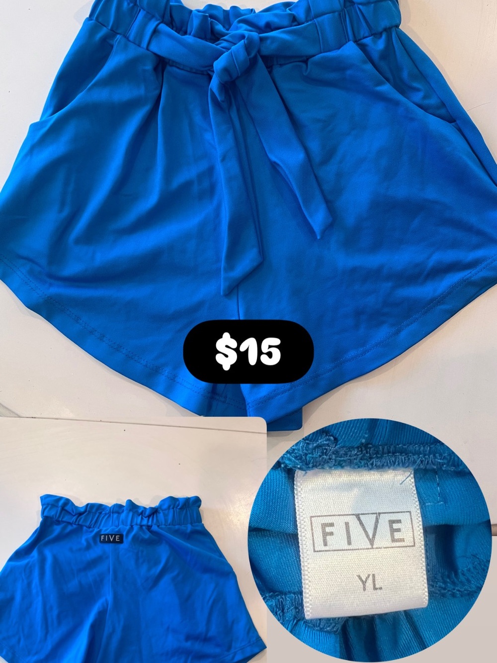 FIVE Kids Blue Paperbag Waist Shorts with Tie
